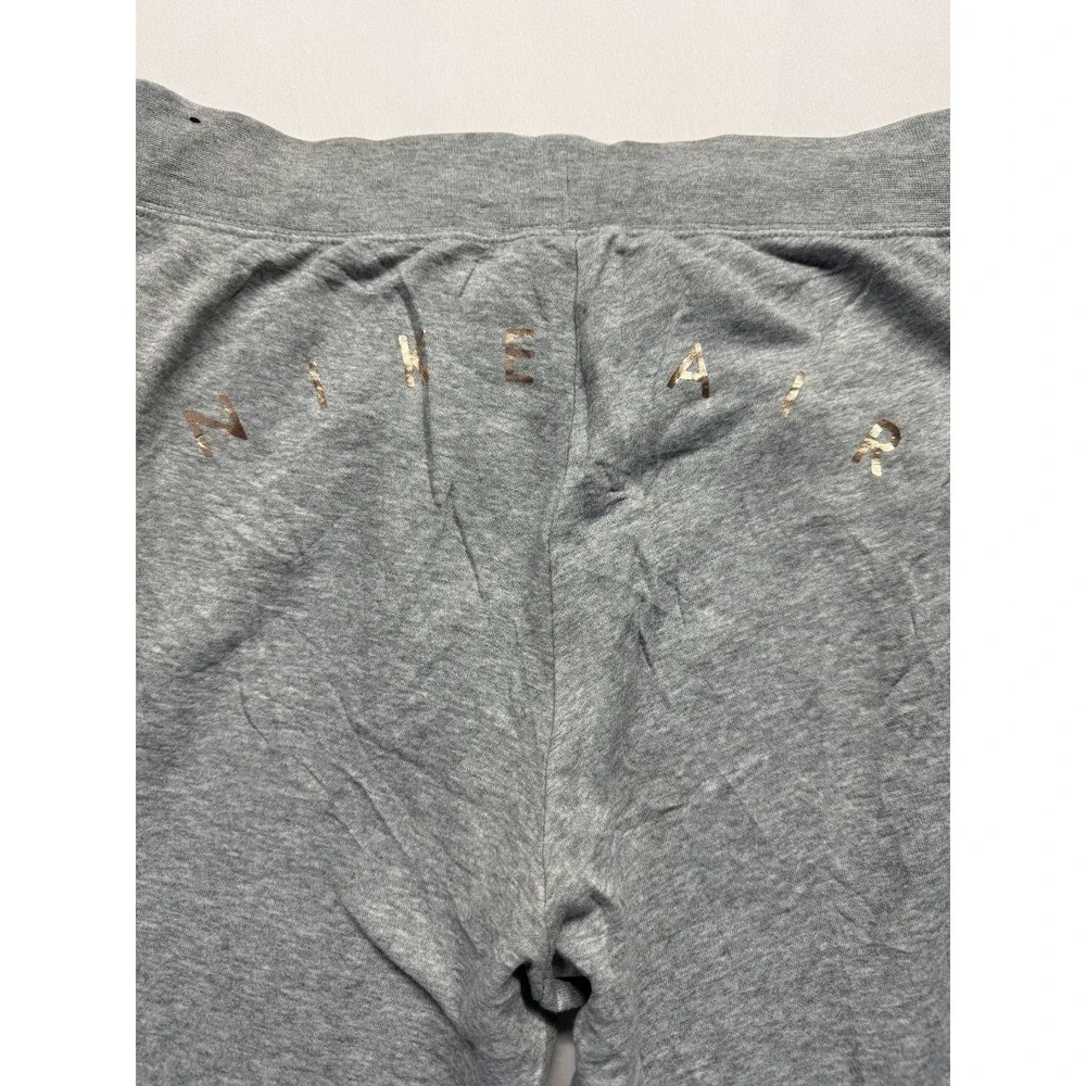 Nike Air Sweatpants Womens XL Heather Gray Metallic Gold Logo‎ Athleisure Jogger